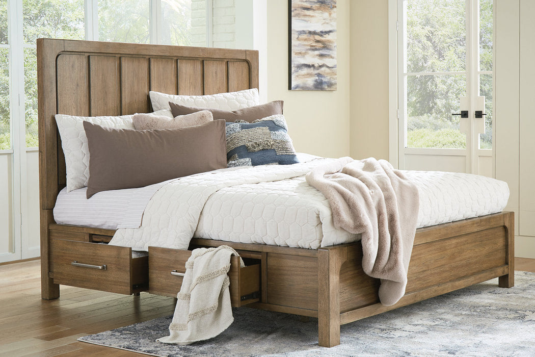 Cabalynn Light Brown Queen Panel Bed with Storage -  Ashley - Luna Furniture