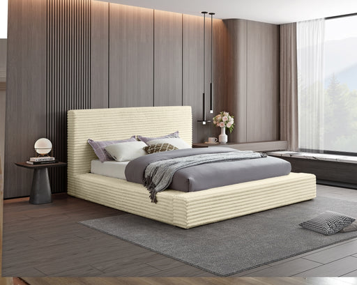 Dexter Corduroy King Bed in Cream - DexterCream-K