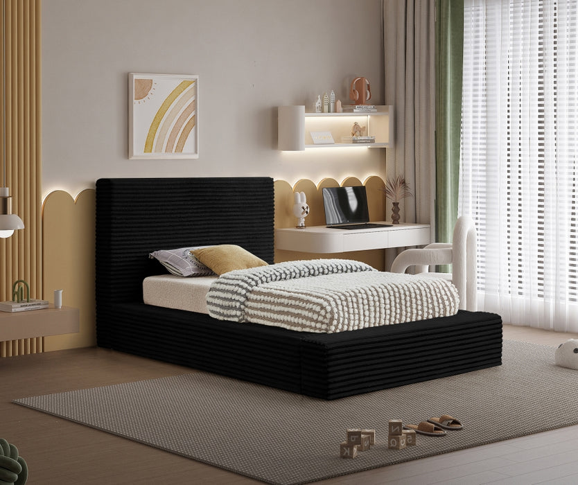 Dexter Corduroy Twin Bed in Black - DexterBlack-T