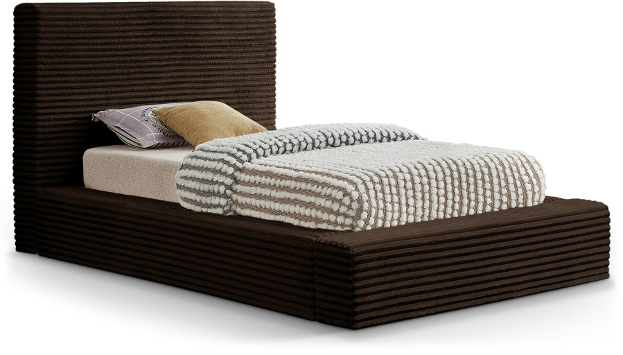 Dexter Corduroy Twin Bed in Brown - DexterBrown-T