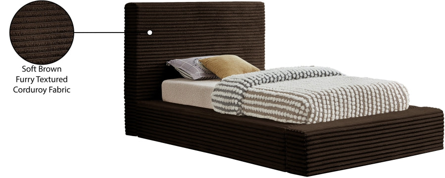 Dexter Corduroy Twin Bed in Brown - DexterBrown-T