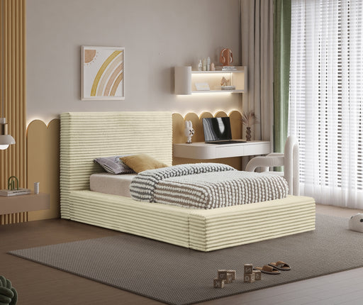 Dexter Corduroy Twin Bed in Cream - DexterCream-T