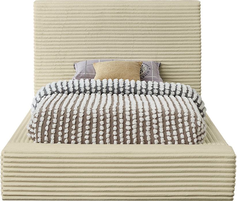 Dexter Corduroy Twin Bed in Cream - DexterCream-T