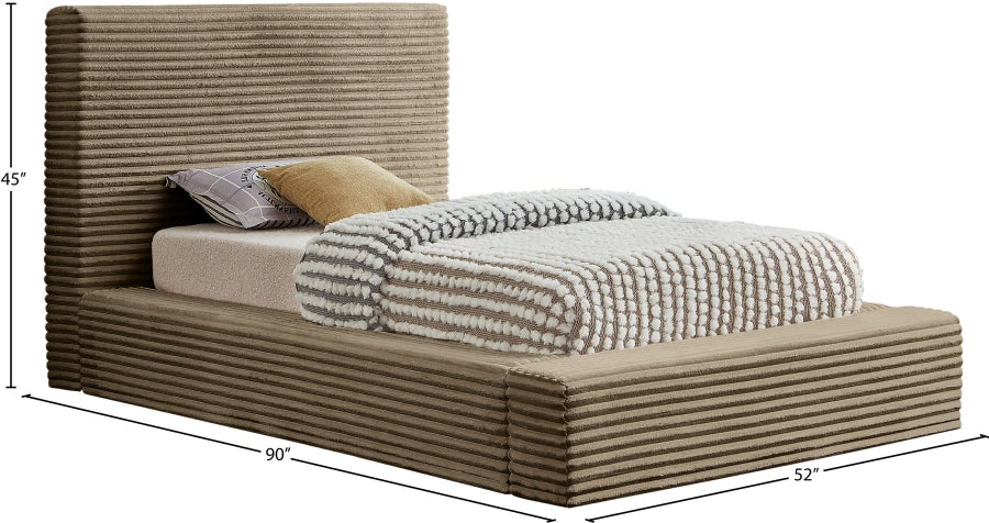 Dexter Corduroy Twin Bed in Taupe - DexterTaupe-T