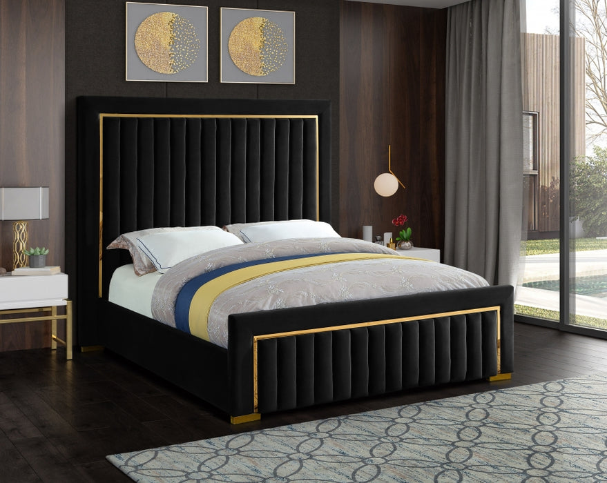 Dolce Velvet Queen King Bed (3 Boxes) in Black - DolceBlack-K