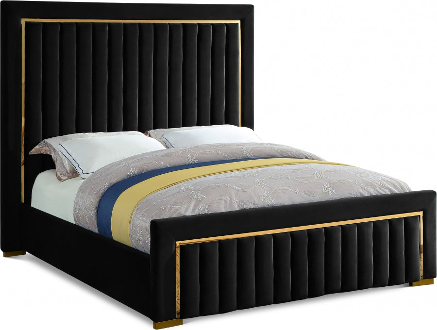 Dolce Velvet Queen King Bed (3 Boxes) in Black - DolceBlack-K