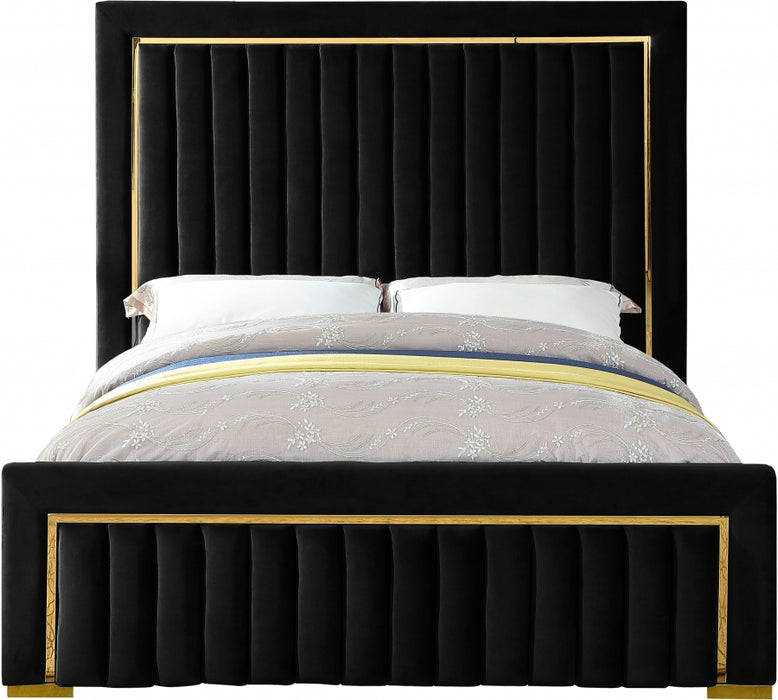 Dolce Velvet Queen King Bed (3 Boxes) in Black - DolceBlack-K