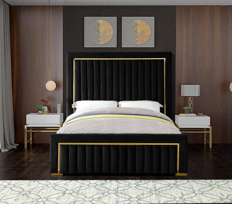 Dolce Velvet Queen King Bed (3 Boxes) in Black - DolceBlack-K