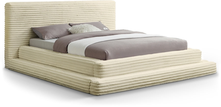 Drew Corduroy Full Bed (3 Boxes) in Cream - DrewCream-F