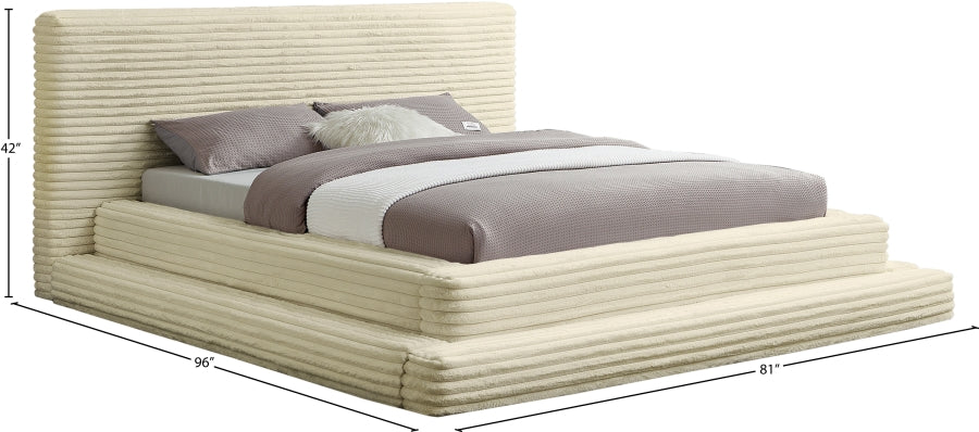 Drew Corduroy Full Bed (3 Boxes) in Cream - DrewCream-F