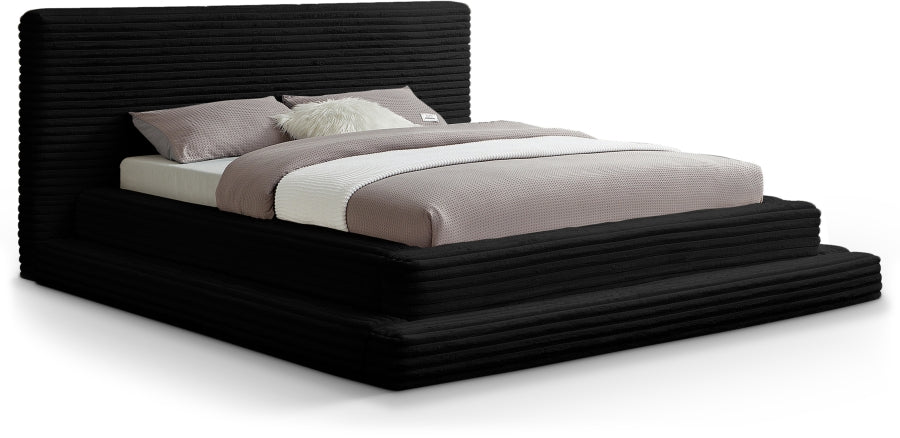 Drew Corduroy King Bed (3 Boxes) in Black - DrewBlack-K