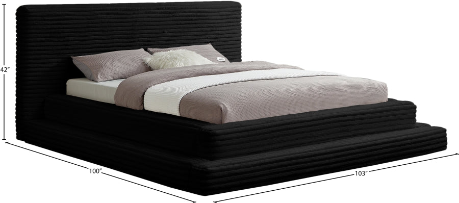 Drew Corduroy King Bed (3 Boxes) in Black - DrewBlack-K