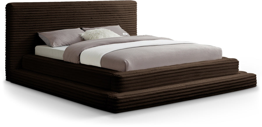 Drew Corduroy King Bed (3 Boxes) in Brown - DrewBrown-K