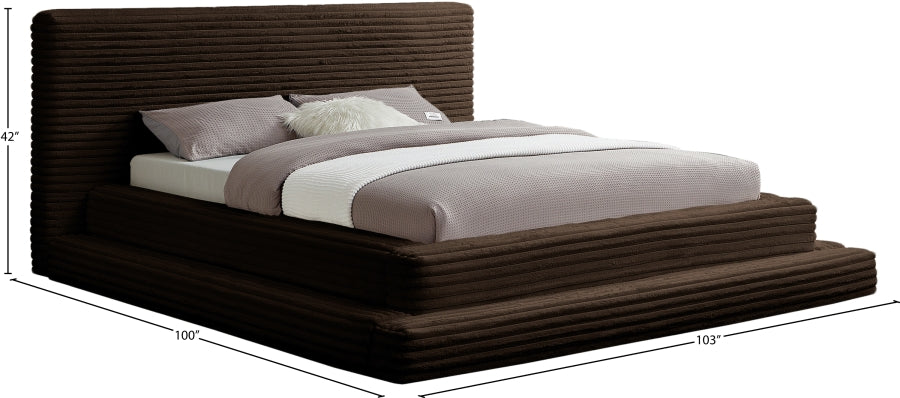 Drew Corduroy King Bed (3 Boxes) in Brown - DrewBrown-K