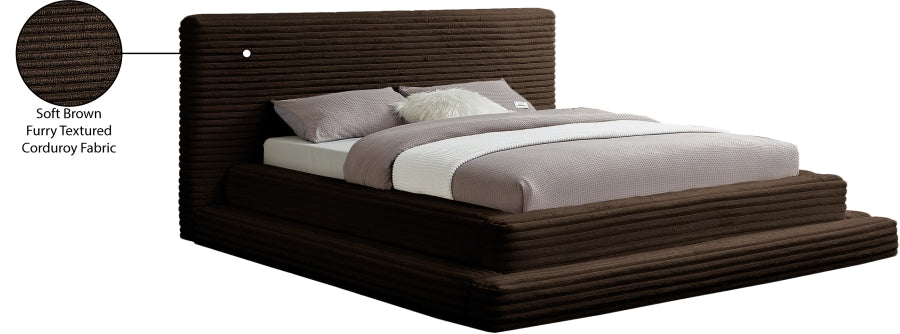 Drew Corduroy King Bed (3 Boxes) in Brown - DrewBrown-K