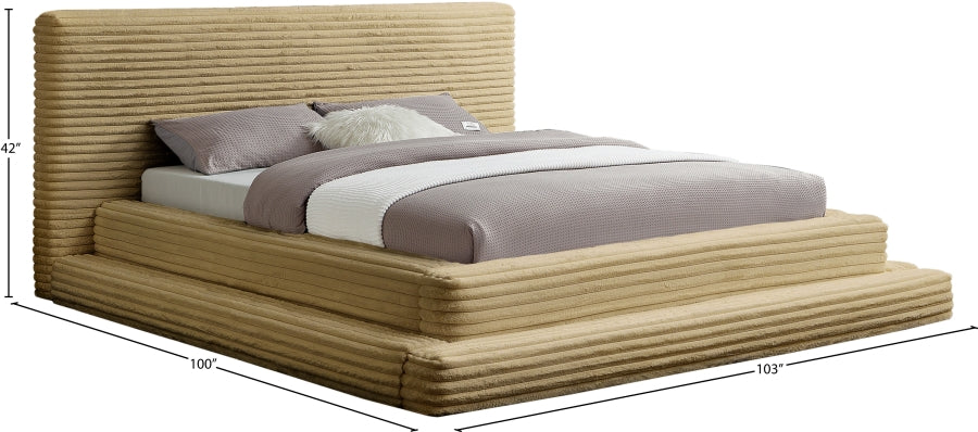 Drew Corduroy King Bed (3 Boxes) in Camel - DrewCamel-K