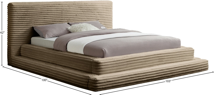 Drew Corduroy King Bed (3 Boxes) in Taupe - DrewTaupe-K