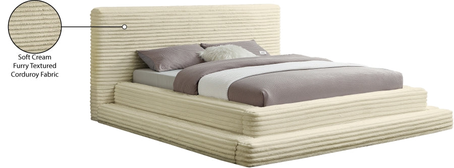 Drew Corduroy Queen Bed (3 Boxes) in Cream - DrewCream-Q