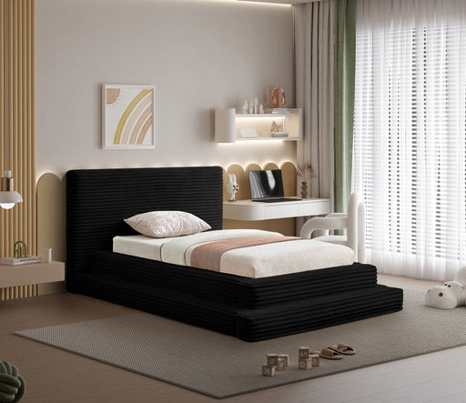 Drew Corduroy Twin Bed (3 Boxes) in Black - DrewBlack-T