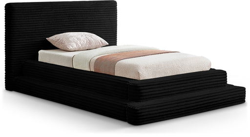 Drew Corduroy Twin Bed (3 Boxes) in Black - DrewBlack-T