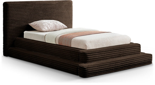 Drew Corduroy Twin Bed (3 Boxes) in Brown - DrewBrown-T