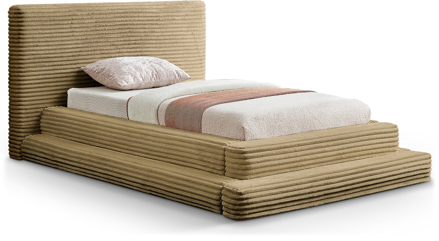 Drew Corduroy Twin Bed (3 Boxes) in Camel - DrewCamel-T