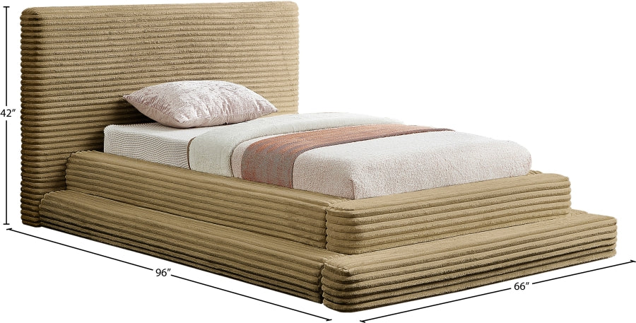 Drew Corduroy Twin Bed (3 Boxes) in Camel - DrewCamel-T