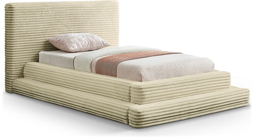 Drew Corduroy Twin Bed (3 Boxes) in Cream - DrewCream-T