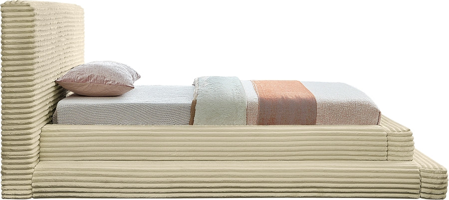 Drew Corduroy Twin Bed (3 Boxes) in Cream - DrewCream-T