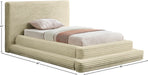 Drew Corduroy Twin Bed (3 Boxes) in Cream - DrewCream-T