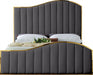 Jolie Velvet Queen Bed (3 Boxes) in Grey - JolieGrey-Q