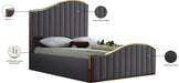 Jolie Velvet Queen Bed (3 Boxes) in Grey - JolieGrey-Q