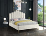 Lily Velvet Queen Bed in Cream - LilyCream-Q