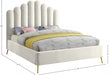 Lily Velvet Queen Bed in Cream - LilyCream-Q