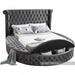 Luxus Velvet Queen Bed (3 Boxes) in Grey - LuxusGrey-Q