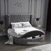 Luxus Velvet Queen Bed (3 Boxes) in Grey - LuxusGrey-Q