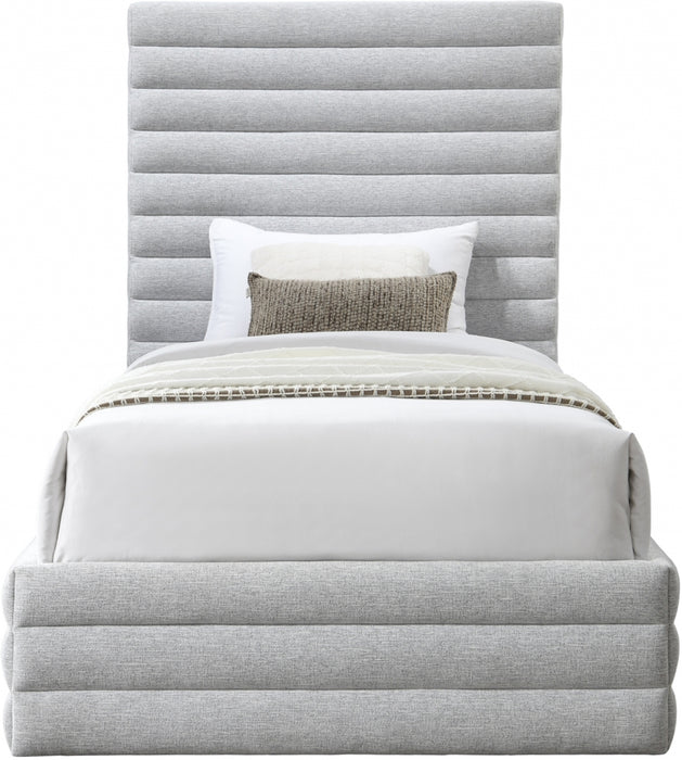 Maxwell Linen Textured Fabric Twin Twin Bed (3 Boxes) Grey - MaxwellGrey-T