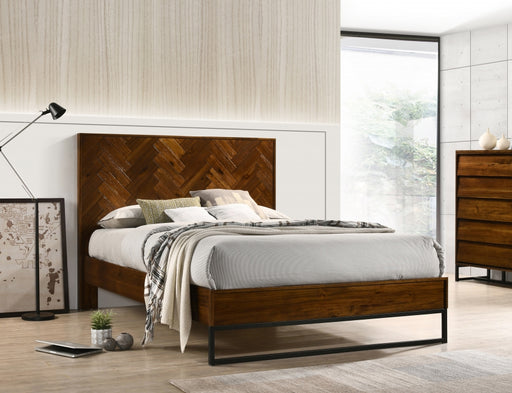 Reed Wood King Bed (3 Boxes) in Brown - Reed-K