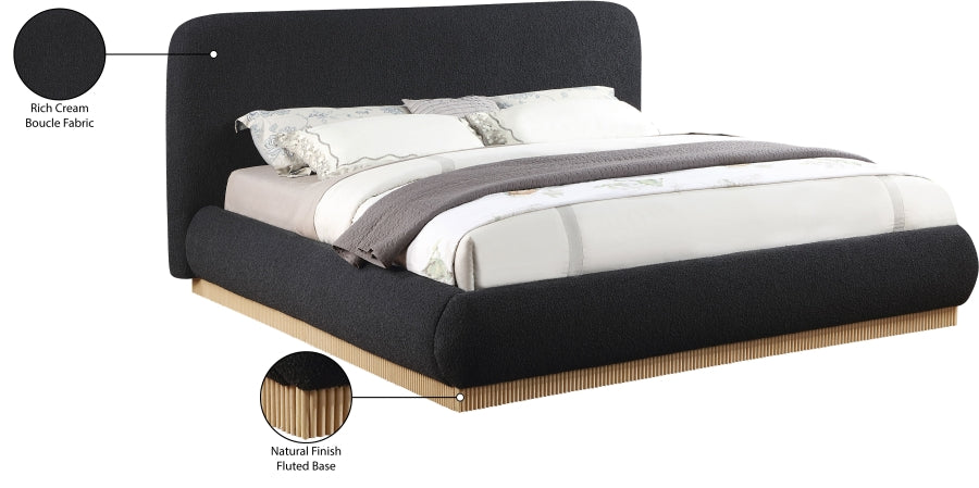 Rigby Boucle Fabric Queen Bed Black - B1275Black-Q