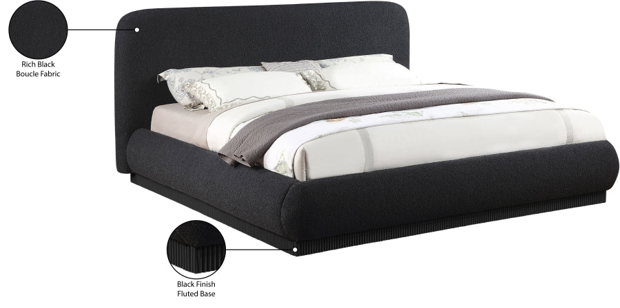 Rigby Boucle Fabric Queen Bed Black - B1276Black-Q