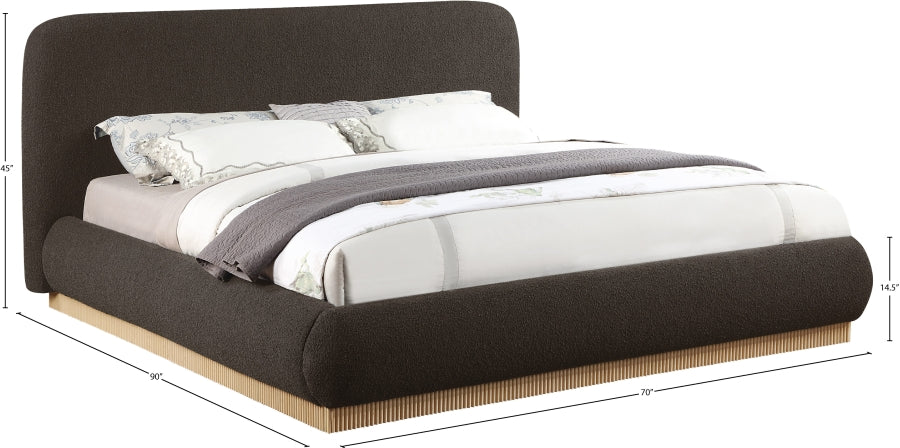 Rigby Boucle Fabric Queen Bed Brown - B1275Brown-Q