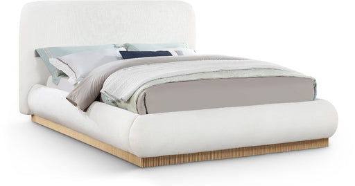 Rigby Linen Textured Fabric King Bed Cream - B1277Cream-K