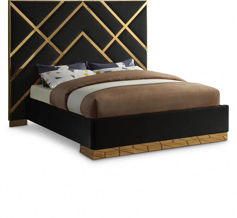 Vector Velvet Queen Bed in Black - VectorBlack-Q