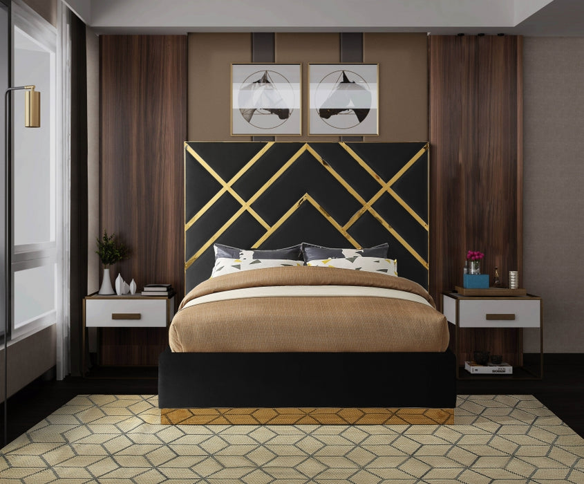 Vector Velvet Queen Bed in Black - VectorBlack-Q