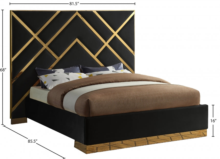 Vector Velvet Queen Bed in Black - VectorBlack-Q