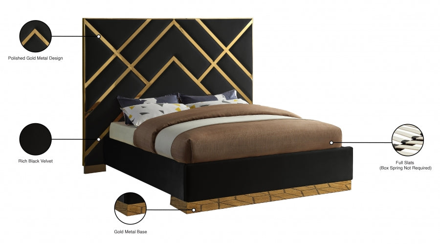 Vector Velvet Queen Bed in Black - VectorBlack-Q