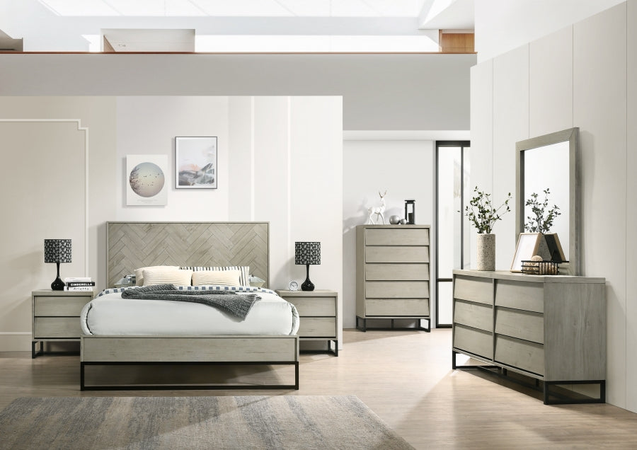 Weston Wood Queen Bed (3 Boxes) in Grey - Weston-Q