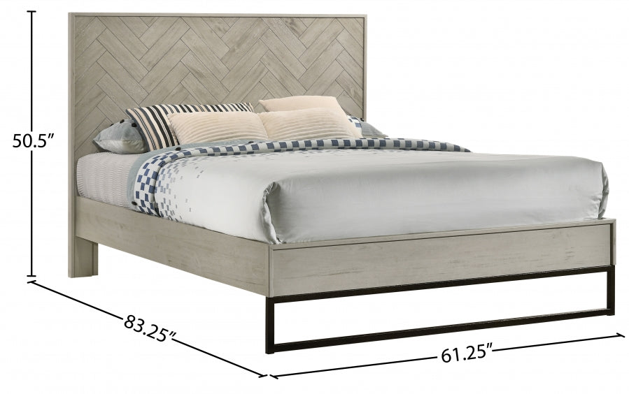 Weston Wood Queen Bed (3 Boxes) in Grey - Weston-Q