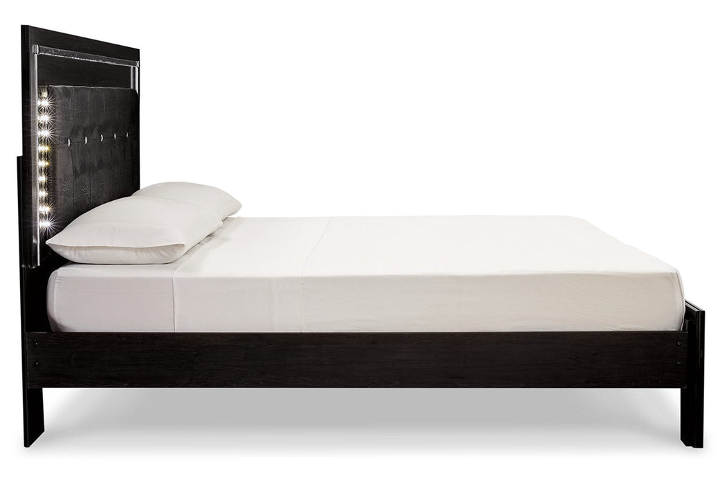 Kaydell Black King Upholstered Panel Bed with Storage