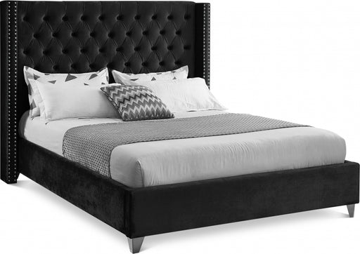 Aiden Velvet Full Bed Black - AidenBlack-F